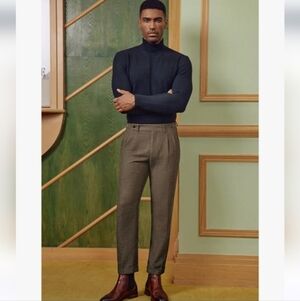 PJ PAUL JONES Wool Blend Tweed Herringbone Trousers L